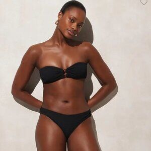 NWT J. Crew Textured Hipster Full-coverage Bikini Bottom Black 2X